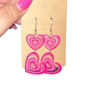 Double Heart Y2K Earrings NWT {one pair}